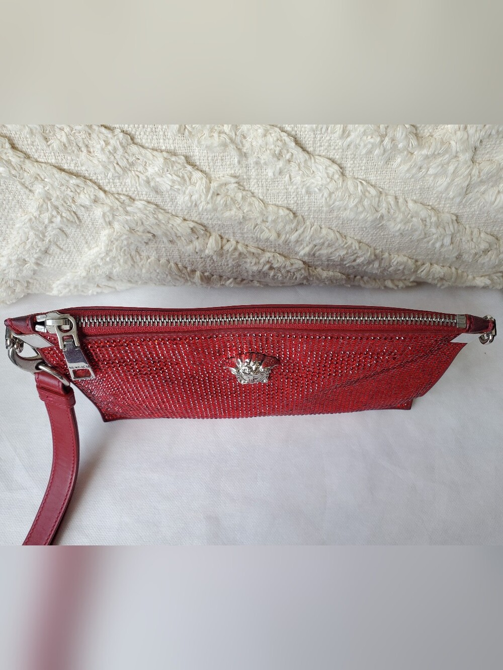 Versace Red Crystal-Embellished Wristlet Clutch - Picture 4 of 16